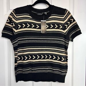Ralph Lauren Black and Tan Crewneck Sweater